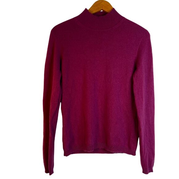 Lord & Taylor Two Ply Cashmere Sweater Mock Neck Pink Cozy Comfy Basic Size SM - Picture 1 of 9